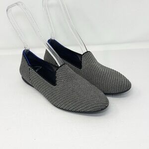 Rothy's Womens Almond Loafer Shoes Size 9.5 Black White Stripe Washable Classic